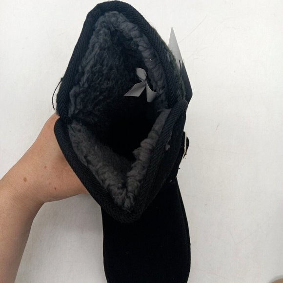 Muk Luks Black Jada Synthetic Short Boots Faux Fur Lined Women's Size 7 M Bootie - Picture 3 of 6